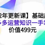 (3963期)【22年更新课】基础起步,拼多多运营知识一手掌握,价值499元