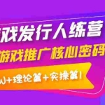 (3883期)游戏发行人训练营:小游戏推广核心密码,月入1W+理论篇+实操篇!
