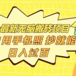 (3800期)三个最新无脑搬砖项目,小白用手机照抄就能日入过百