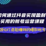 (3777期)如何通过抖音实现盈利,最实用的账号运营课程  从0到1打造能赚钱的爆款账号