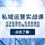 (3707期)私域运营实战课:方法能落地,生意能盈利,做私域不可错过的好内容