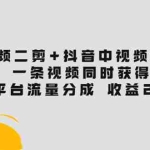 (3558期)视频二剪+抖音中视频项目:一条视频获得3个平台流量分成 收益250%