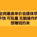 (3557期)全网最单高价自媒体项目:上手快 可批量 无脑操作的课程,想赚钱的来