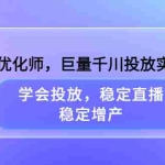 (3474期)千川优化师,巨量千川投放实操课,学会投放,稳定直播,稳定增产