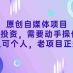 (3303期)原创自媒体项目,0投资,需要动手操作,可团队可个人,老项目正规长久