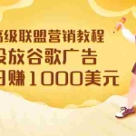 (3200期)高级联盟营销教程:投放谷歌广告 日赚1000美元,快速获得高质量流量