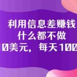 (3193期)利用信息差赚钱:什么都不做,每单10美元,每天100美元!