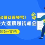(3189期)《零基础做出赚钱视频号》2022年最大涨粉赚钱机会(视频+音频+图文)价值199