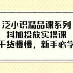 (3190期)泛小识精品课系列:抖加投放实操课,干货慢慢,新手必学(12节视频课)
