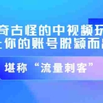 (3159期)稀奇古怪的中视频玩法,让你的账号脱颖而出,堪称“流量刺客”(图文+视频)