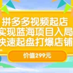 (3087期)拼多多视频起店,实现蓝海项目入局,快速起盘打爆店铺