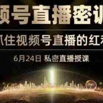 (3120期)《视频号直播密训班》,抓住视频号直播的红利 价值12800