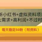 (3113期)最新小红书+虚拟资料项目:大需求+高利润+不过时 每天稳定50粉(附资料)