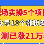 (2947期)现场实操5个公众号项目,10个涨粉渠道,实测已涨21万粉!