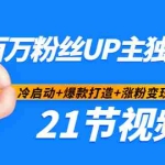 (2900期)百万粉丝UP主独家秘诀:冷启动+爆款打造+涨粉变现 2个月12W粉(21节视频课)