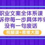 (2898期)职业文案全体系课:告诉你每一步具体咋做 没有一句废话(视频课+思维大图)