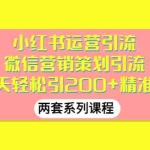 (2888期)小红书运营引流+微信营销策划引流,每天轻松引200+精准粉(两套系列课程)