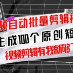 (2733期)【原创神器】短视频全自动一键剪辑视频,一秒生成100个原创视频(软件+视频)