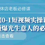 (2689期)实体店老板必修课,0-1短视频实操课,让短视频爆光生意人的必修课