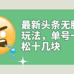 (2669期)最新头条无脑搬运玩法,单号一天轻松十几块【视频教程+搬运软件】