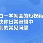 (2481期)小白一学就会的短视频剪辑课,解决你日常剪辑重遇到的常见问题