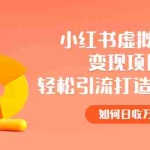 (2472期)小红书虚拟资源变现项目,轻松引流打造赚钱IP,如何日收万元