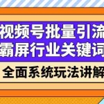 (2416期)视频号批量引流,霸屏行业关键词(基础班)全面系统玩法讲解【无水印】
