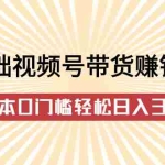 (2414期)零基础视频号带货赚钱项目,0成本0门槛轻松日入300+【视频教程】