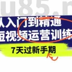 (2360期)从入门到精通短视频运营训练营,理论、实战、创新,7天过新手期