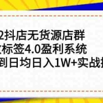 (2357期)2022抖店无货源店群,极致标签4.0盈利系统:从0到日均日入1W+实战操作