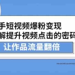 (2233期)快手短视频爆粉变现,提升视频点击的密码,让作品流量翻倍