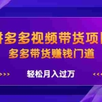 (2199期)拼多多视频带货项目,多多带货赚钱门道,轻松月入过万