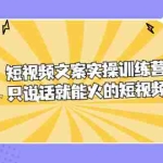 (2198期)短视频文案实训操练营,只说话就能火的短视频文案课