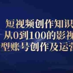 (2080期)短视频创作知识,从0到100的影视全类型账号创作及运营投巧
