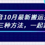 (2031期)抖音10月新最搬运技术,三种方法,起一怼【视频课程】