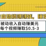 (2002期)自动躺赚赚钱,睡觉赚钱,被动收入自动赚美元,每个视频赚取$0.5-3