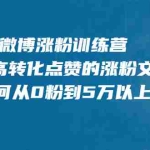 （1992期）微博涨粉训练营，写出高转化点赞的涨粉文章，如何从0粉到5万以上【无水印】