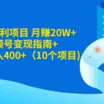 (1916期)5元单价暴利项目 月赚20W+美食短视频号变现指南+小项目日入400+(10个项目)