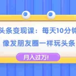 (1737期)头条变现课:每天10分钟,像发朋友圈一样玩头条,轻松月入过万!