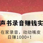 (1723期)有声书录音赚钱实战:在家录音,动动嘴皮,日赚1000+!