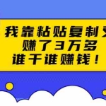 (1705期)粘贴复制赚钱术,我靠粘贴复制又赚了3万多,月入20万的项目 谁干谁赚钱