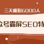 (1639期)公众号霸屏SEO特训营,通过公众号被动精准引流,三天吸粉6000人(无水印)