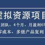 (1588期)虚拟资源项目-新手、3个团队 4个月 月盈利6W+零成本、多级产品复利