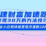 (1461期)构建财富加速器,副业小白到持续变现月涨粉2000+,变现30万的方法技巧
