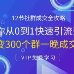 (1433期)12节社群成交全攻略:从0到1快速引流变现,3天裂变300个群一晚成交103万