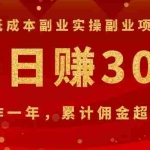 (1082期)低成本副业实操副业项目:网赚日赚300元,操作一年,累计佣金超11万
