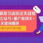 (1052期)微信SEO精准引流玩法实战班,批量注册公众号+量产原创文+关键词霸屏