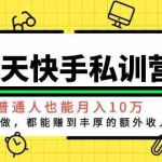 (1044期)14天快手私训营,普通人也能月入10万,跟着做,都能赚到丰厚收入