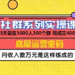 （966期）《社群系列实操课》 3天裂变3000人300个群 周成交400万的底层运营密码