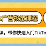 (10731期)TikTok广告投放课程,从0-1实战课,带你快速入门TikTok广告投放(30节课)